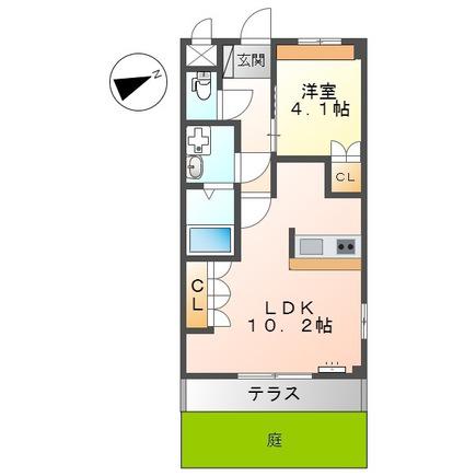 グランドビュー桜ケ丘(1LDK/1階)の間取り写真