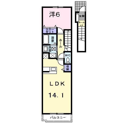 サンリットスクエアーS.K(1LDK/2階)の間取り写真