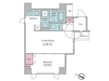 レジディア文京千石(1LDK/7階)の間取り写真