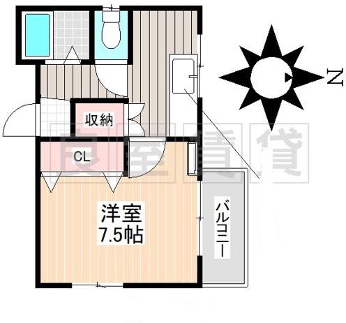 サンハイツ尾本(1K/3階)の間取り写真