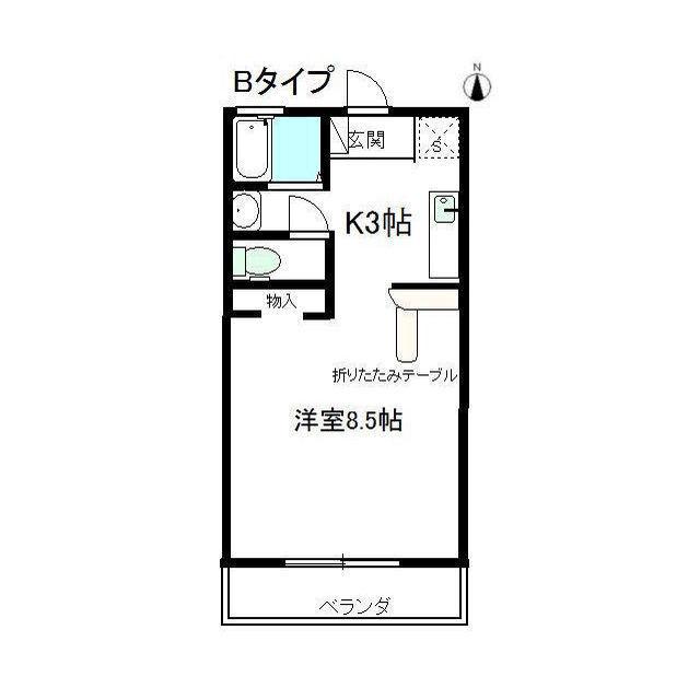 市川コーポ(ワンルーム/2階)の間取り写真