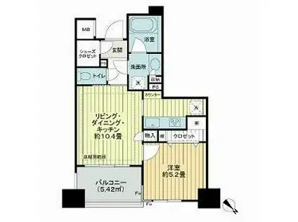 ライオンズタワー五反田(1LDK/2階)の間取り写真