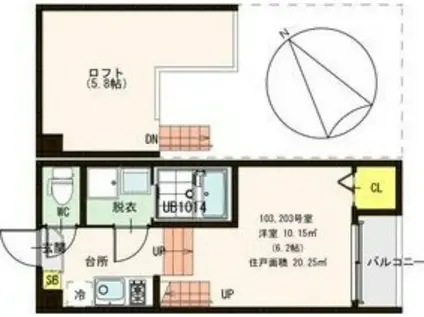 プランドールEX(1K/2階)の間取り写真