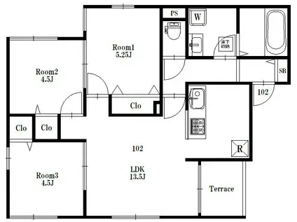MS KITTY(3LDK/1階)の間取り写真