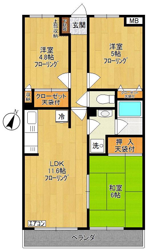 生田グリーンヒルズ(3LDK/2階)の間取り写真