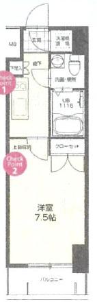 NO72 HARBOR イースト TOWER(1K/5階)の間取り写真