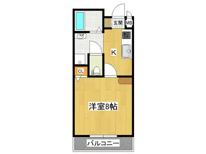 つくばエクスプレス つくば駅 徒歩29分 7階建 築28年(1K/3階)の間取り写真