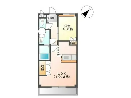 スカイハイツ(1LDK/2階)の間取り写真