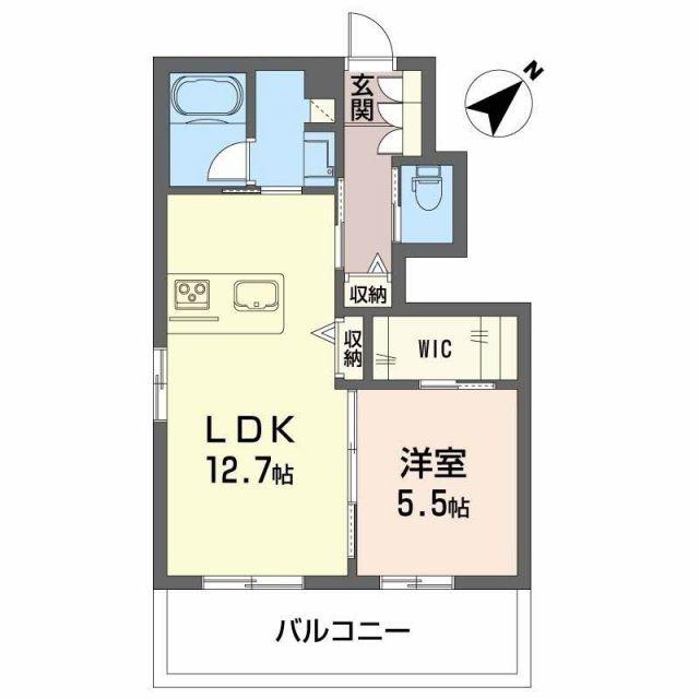 シャーメゾンにしむら(1LDK/1階)の間取り写真