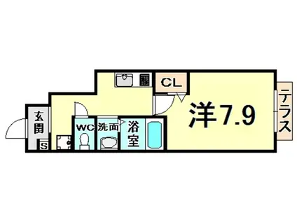 ヴェルドミール園田(1K/1階)の間取り写真