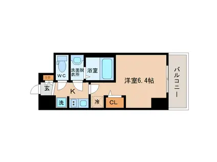 エステムコート梅田北IIゼニス(1K/8階)の間取り写真