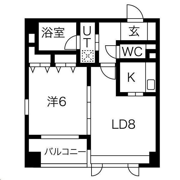 グランビュー晩翠通(1LDK/3階)の間取り写真