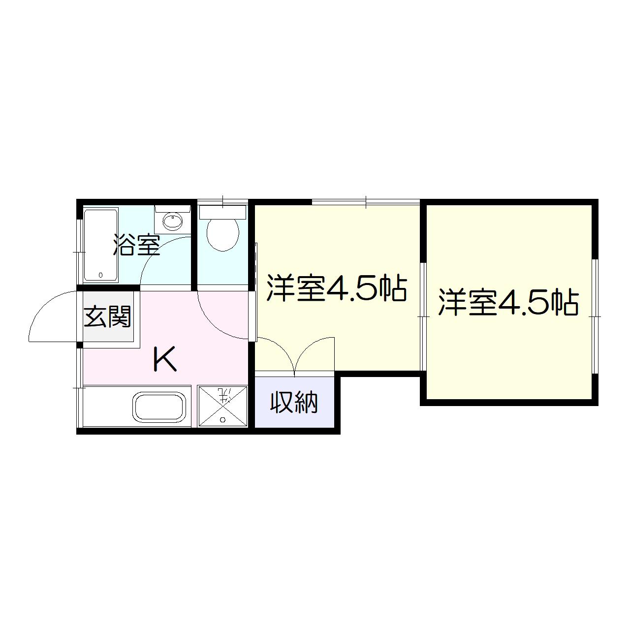 後迫アパート(2K/1階)の間取り写真