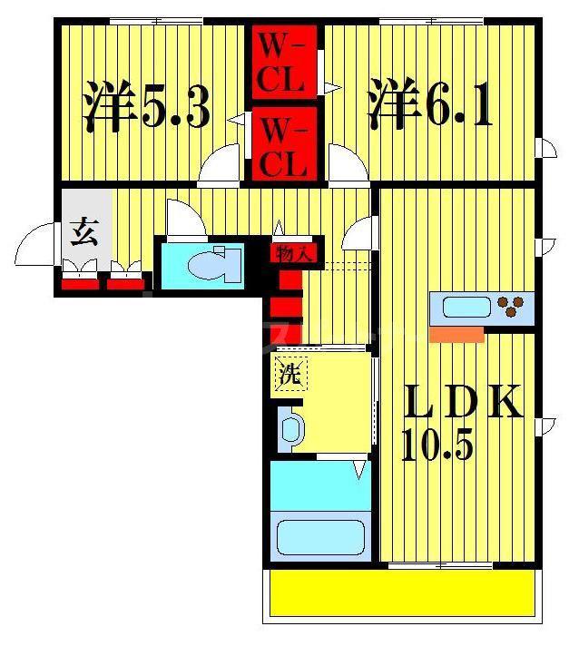 ベリーナ(2LDK/2階)の間取り写真