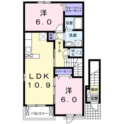 ブルーベリー(2LDK/2階)の間取り写真