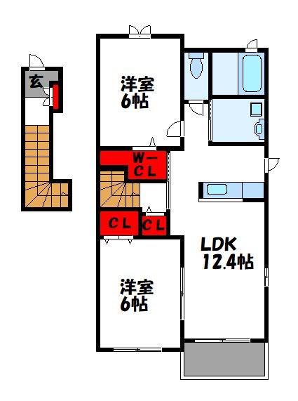 アヴァンティ(2LDK/2階)の間取り写真
