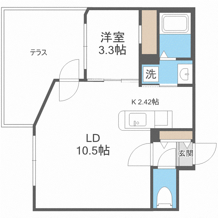 LA CASA DEL SOLE(1LDK/3階)の間取り写真