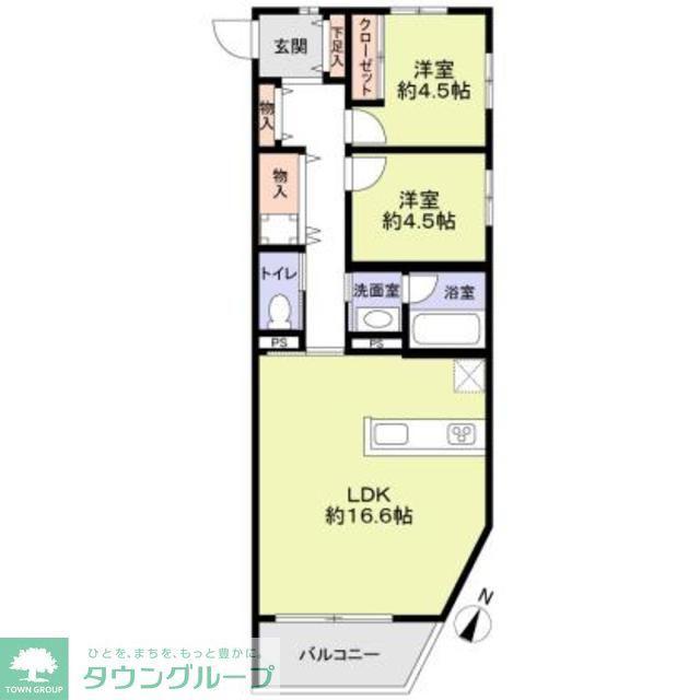 THE TAKASUNA KULTURCE(2LDK/1階)の間取り写真