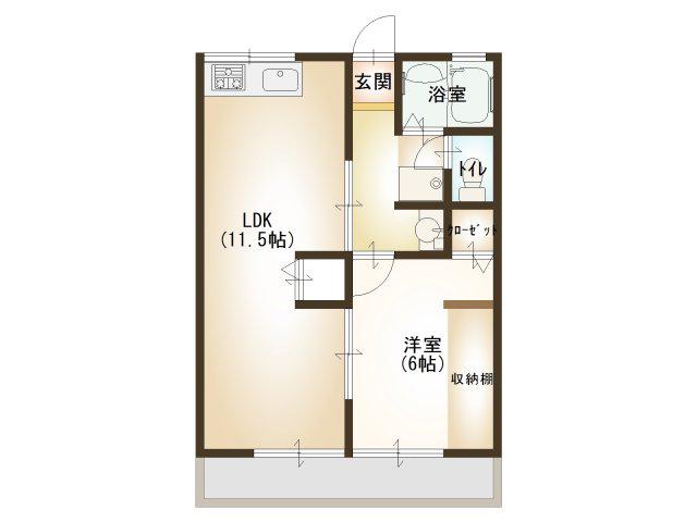 コーポチェリーF棟(1LDK/1階)の間取り写真