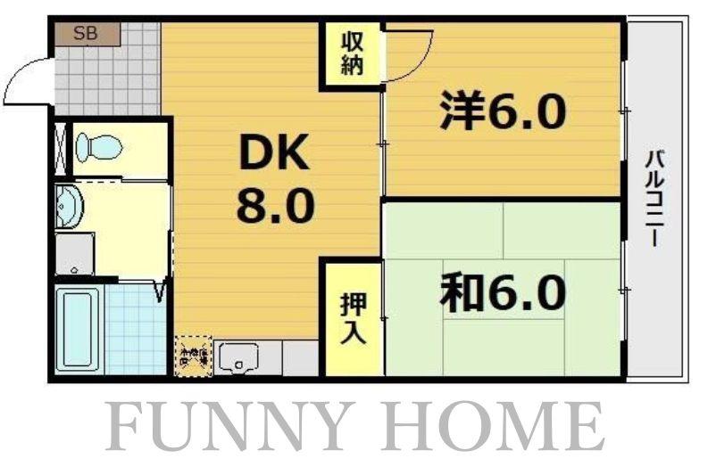 パストラル駒沢(2DK/2階)の間取り写真