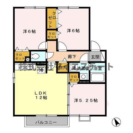 フルールドスリジェ A棟(3LDK/1階)の間取り写真