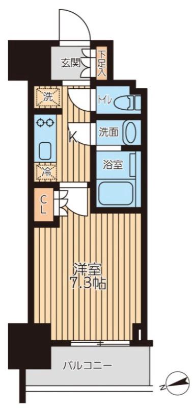 クロスレジデンス蒲田II(1K/6階)の間取り写真