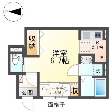 ウィステリア(1K/1階)の間取り写真
