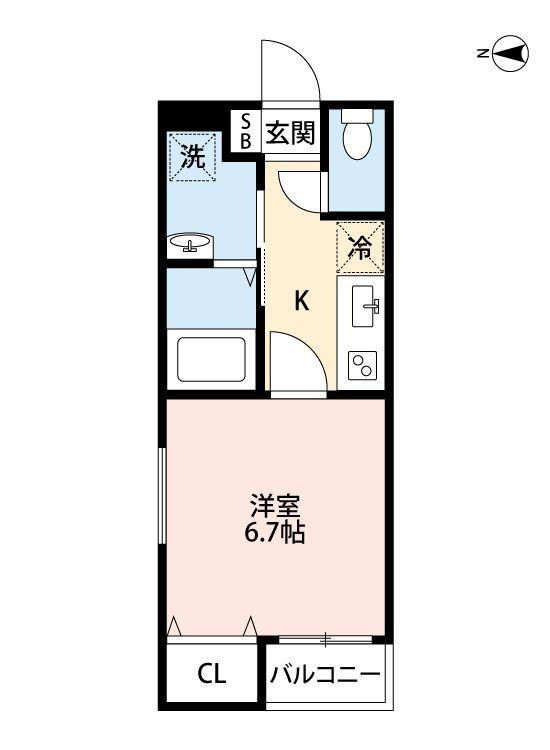 HUDO琴平本町(1K/2階)の間取り写真
