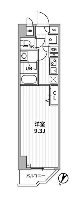 ALTERNA横濱阪東橋(1K/2階)の間取り写真