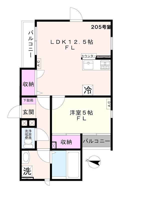 ディーレストイケガミ(1LDK/2階)の間取り写真