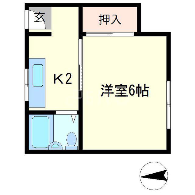 中田マンションパートII(1K/2階)の間取り写真