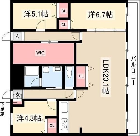 山手アベニュー(3LDK/3階)の間取り写真
