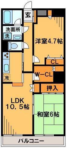 コスモ千葉中央マンション(2SLDK/10階)の間取り写真