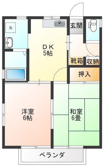 SA シティパル(2DK/1階)の間取り写真