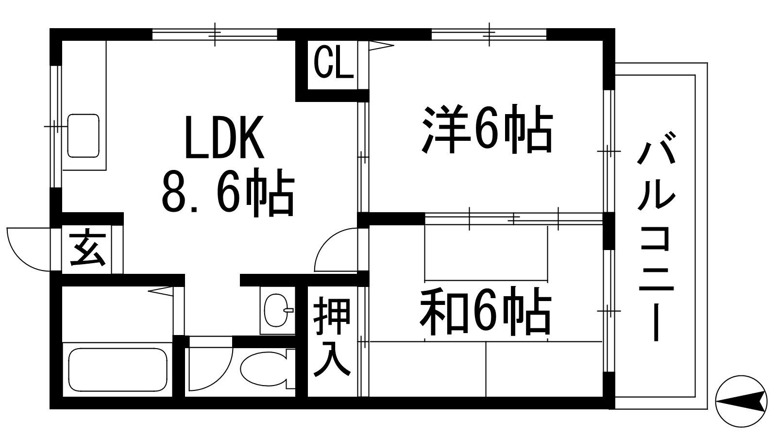 グリーンハイツ(2LDK/1階)の間取り写真