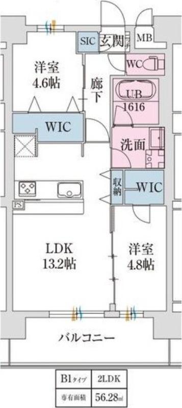 スプランディッド難波VII(2LDK/5階)の間取り写真