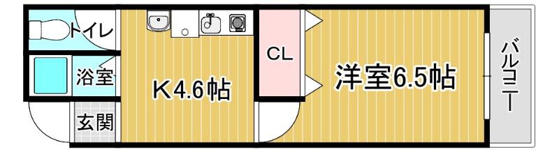 カーサ芙蓉(1K/2階)の間取り写真