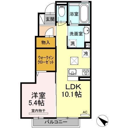 クラウンヒル(1LDK/1階)の間取り写真
