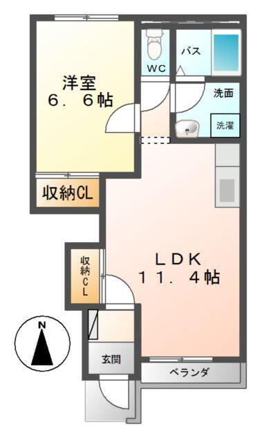 レジデンスヒルズ・みなみ(1LDK/1階)の間取り写真