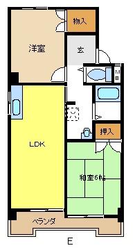 GREENHEIM ファミリア(2LDK/4階)の間取り写真