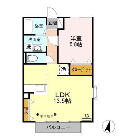 ハイツジョイ(1LDK/2階)の間取り写真