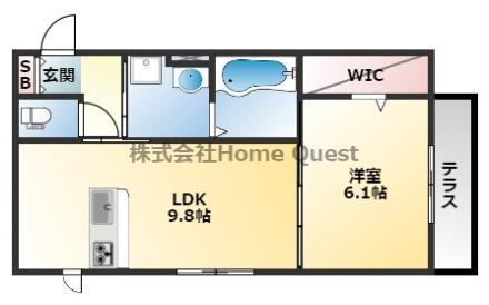 セジュール山本南(1LDK/2階)の間取り写真
