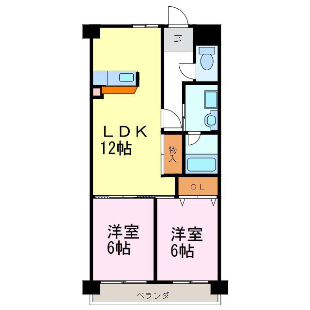 コーラル半田(2LDK/3階)の間取り写真