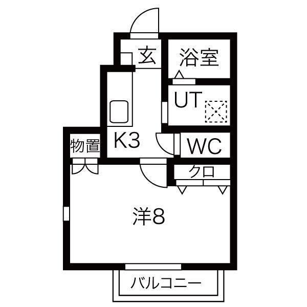 IXIA(1K/1階)の間取り写真