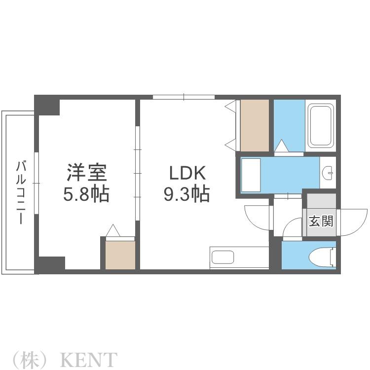 ブライトン琴似(1LDK/2階)の間取り写真