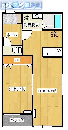 GRACE(1LDK/3階)の間取り写真