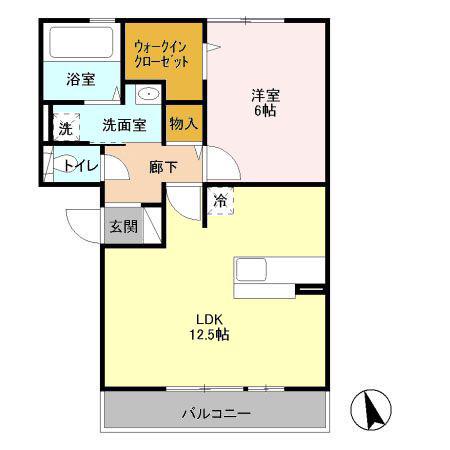 フローラルコートF(1LDK/3階)の間取り写真