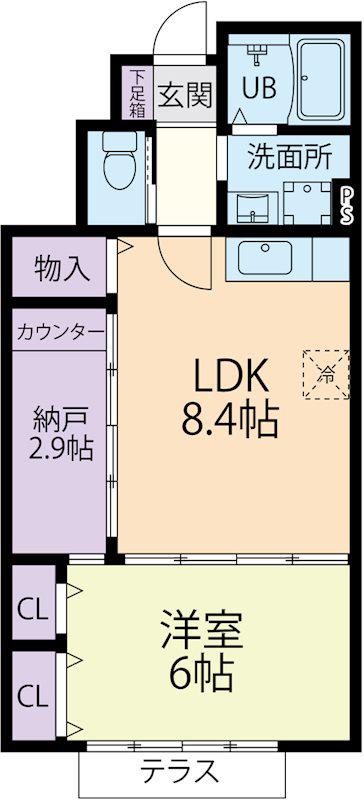 ヴィラ サンパティーク(1LDK/1階)の間取り写真