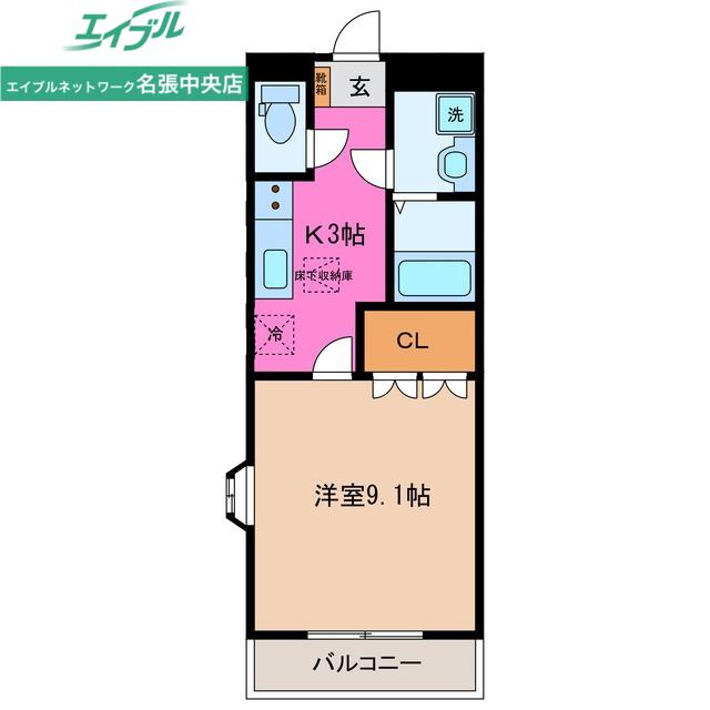 サンルーラル(1K/1階)の間取り写真