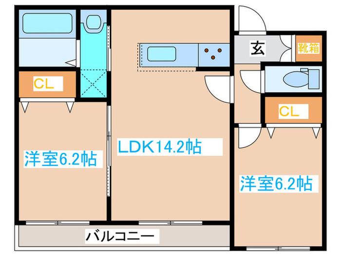 CORUSCANT TSUKISAMU(2LDK/4階)の間取り写真